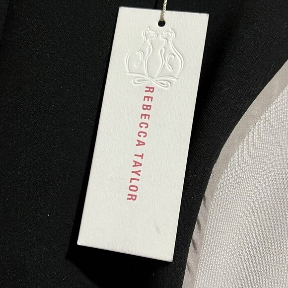 NWT Rebecca Taylor Two-Tone Crepe Colorblock Embellished Mini Black Dress - Picture 4 of 11